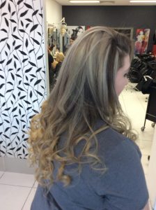 Long dark brown hair with golden blonde colours- Keturah Hair Design-hair salon Browns Plains 0448749647.