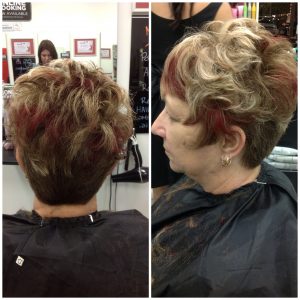 Style cut with blonde and red highlights- Keturah Hair Design-hair salon Browns Plains 0448749647.